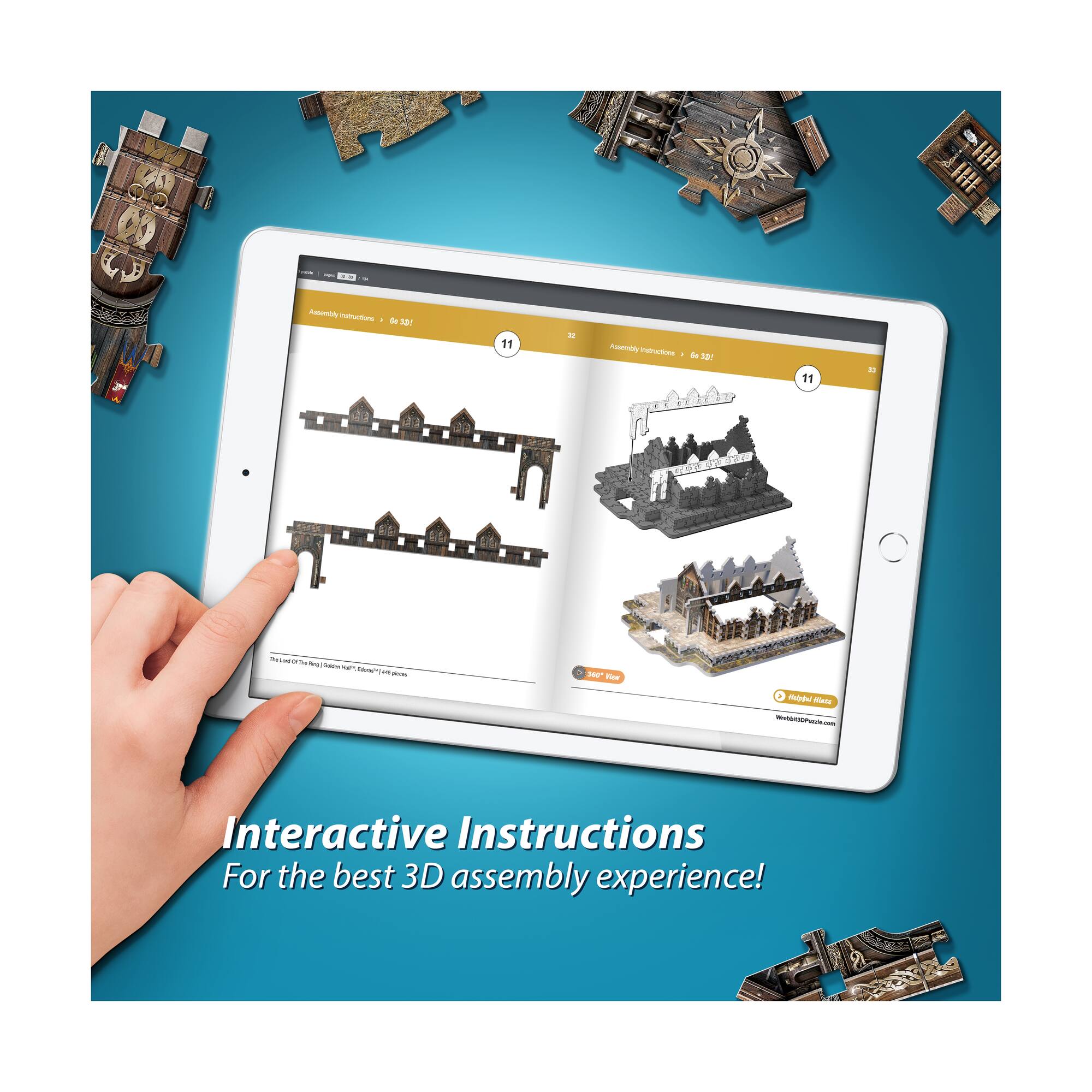 The Lord of the Rings - Golden Hall - Edoras 3D Puzzle: 445 Pcs